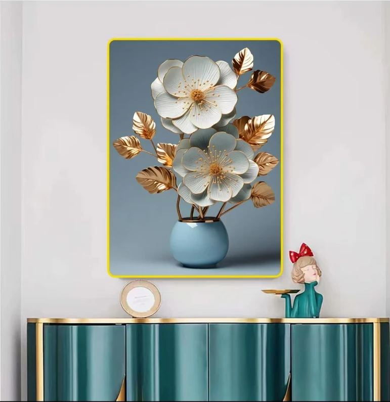 XB07富贵花30*40花开富贵现代轻奢3D贴画挂画品质标记松弛感