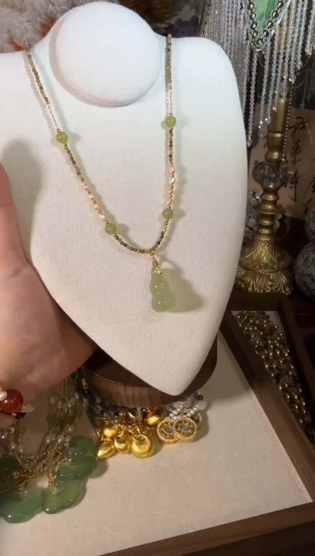 未镶嵌项链玛瑙/玉髓绿葫芦 045