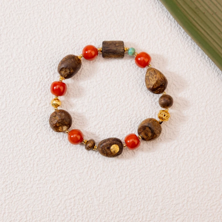 沉香带宝【富起留香】南红手串（珠宝多样性发其一）