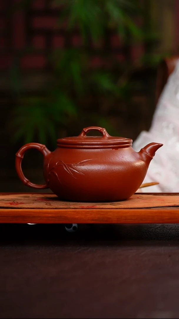 茶壶紫砂灵*朱泥大红袍 清风竹影 310cc