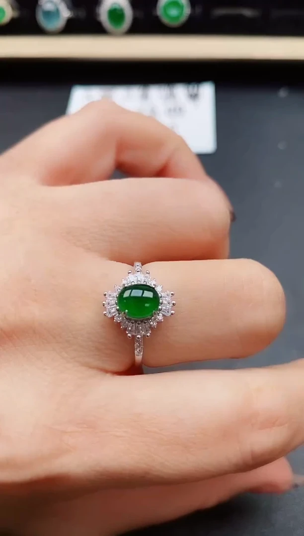 翡翠戒指银S925镶嵌321321