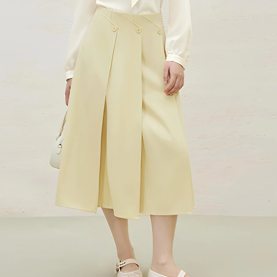 独束独束设计感立裁斜向搭片半身裙春季通勤A字裙25DS81310
