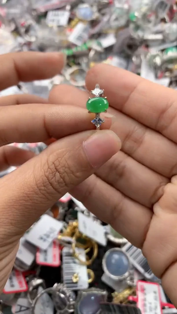 银S925镶嵌戒指翡翠11                  1