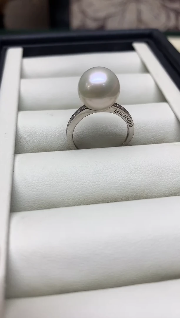 银S925镶嵌戒指淡水珍珠11-12mm