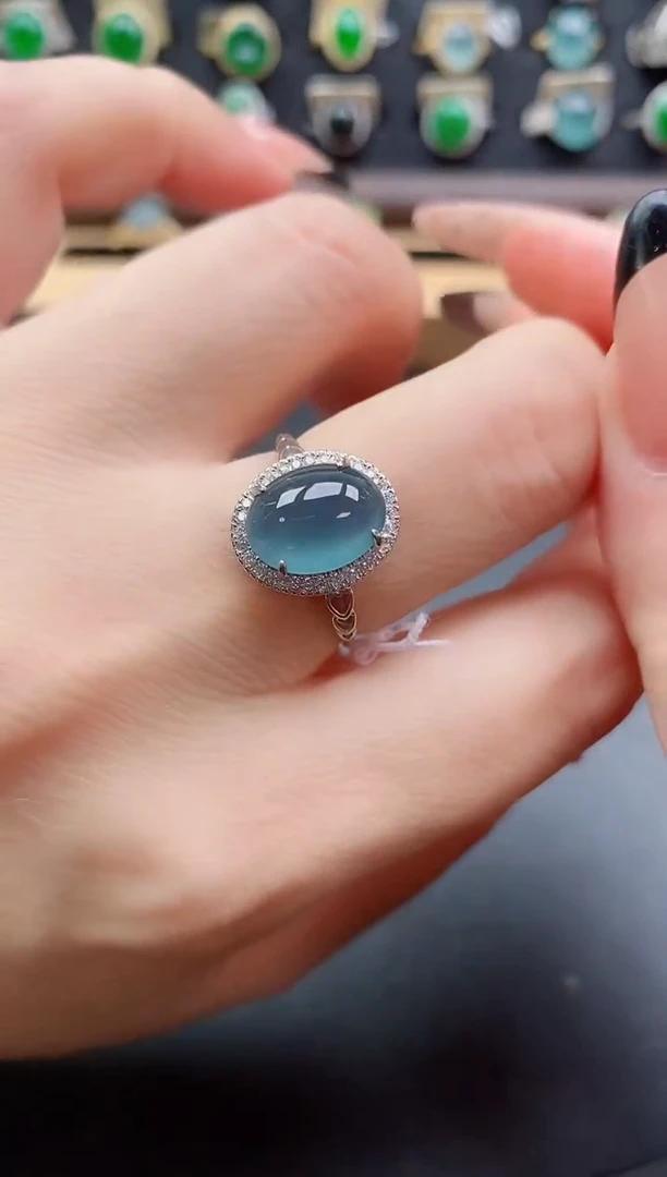 银S925镶嵌戒指翡翠1