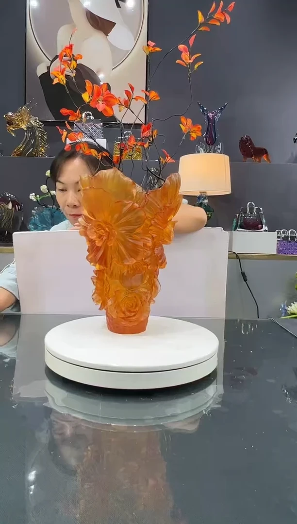 琉璃黄色牡丹古法琉璃