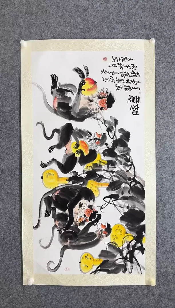 国画王冠人-国画猴8平尺