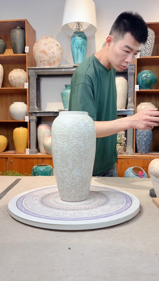 瓶陶瓷花瓶   茶白 大号  正品