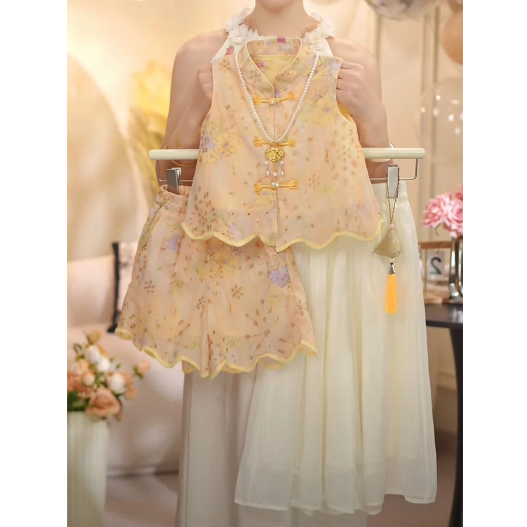 【可儿家】女童2025夏季新款公主风套装洋气百搭时尚套装-