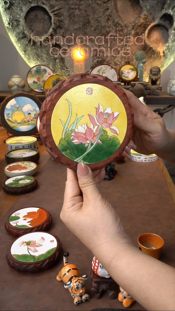陶瓷釉上彩瓷片邵氏紫檀红花梨