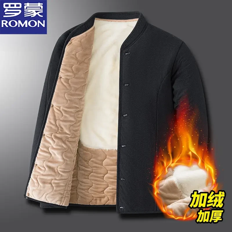 罗蒙中老年人爸爸小棉袄加绒加厚贴身内胆棉衣男爷爷棉服冬装外套