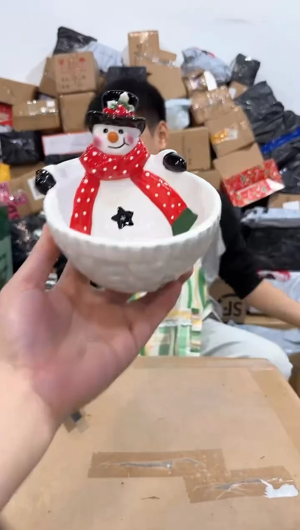 瓷片原盒雪人碗