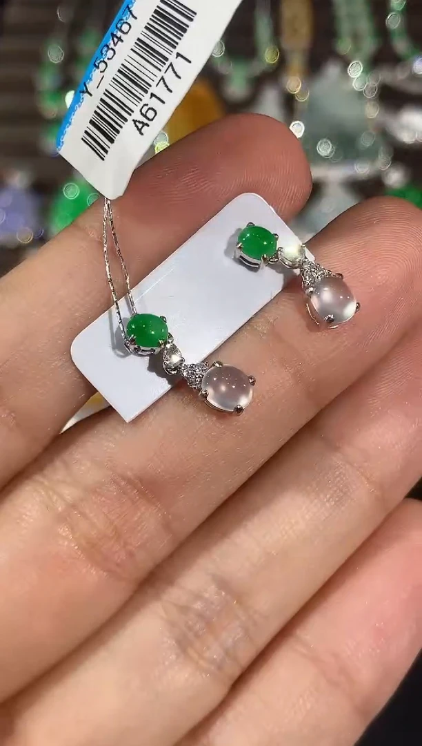 18K金镶嵌翡翠耳饰B78 多样性 一件发货