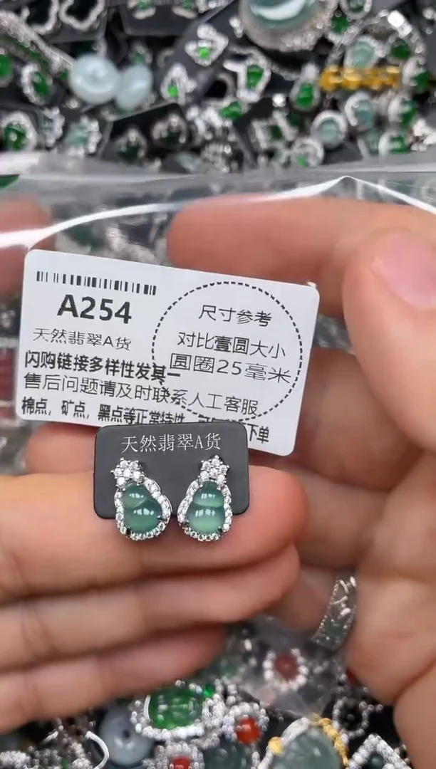 颈饰未镶嵌翡翠A254耳钉