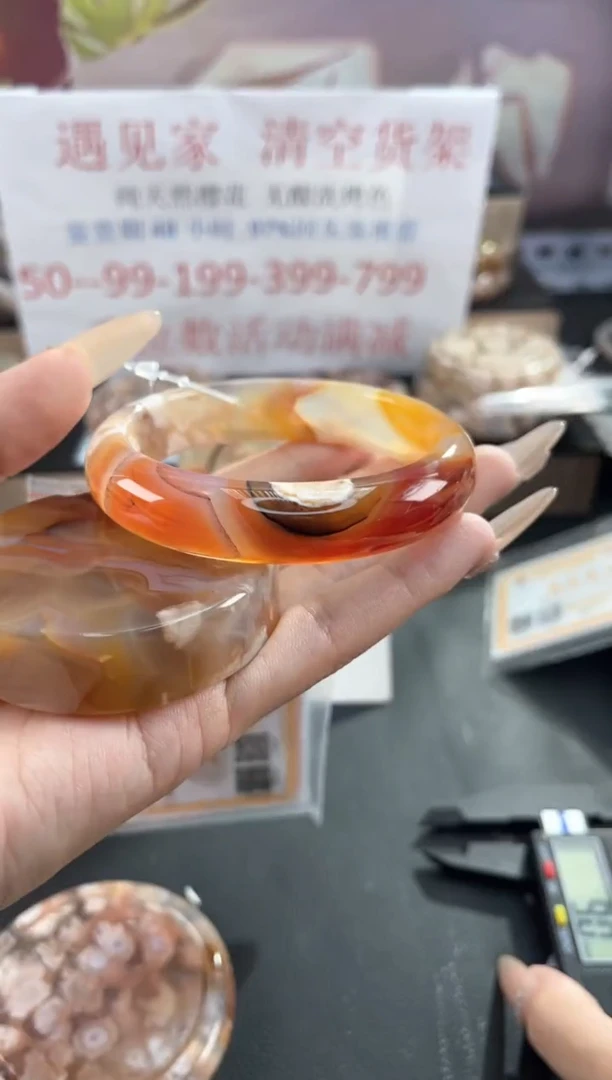 未镶嵌手镯石英质玉天然樱花玛瑙镯心赠品不保证完美60