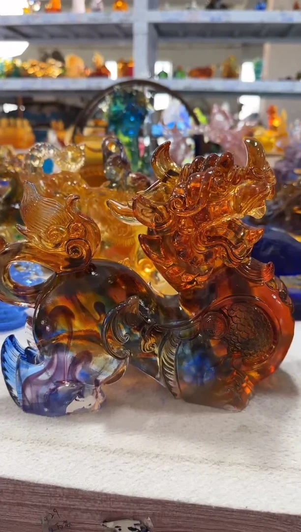 琉璃手工艺品508大貔貅 绿色方形金玉满堂