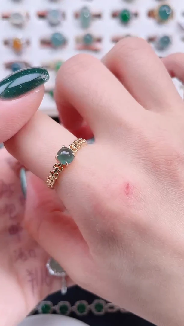 银S925镶嵌戒指翡翠天然翡翠