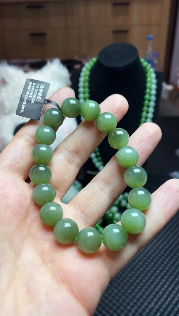 颈饰未镶嵌和田玉和田玉碧玉猫眼手串12mm