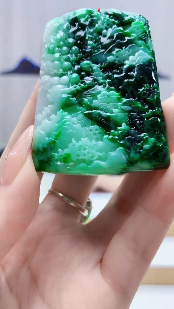 未镶嵌定制翡翠4852DD-毛货挂件山水82