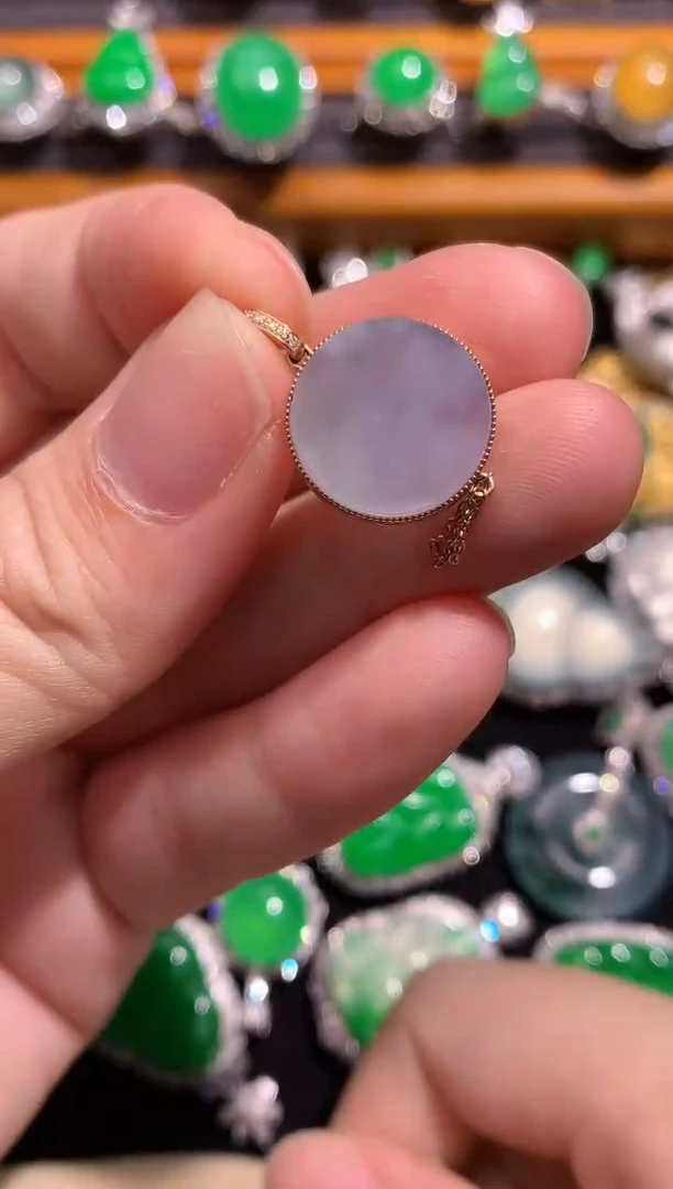 翡翠18K金镶嵌吊坠(不含链)翡翠