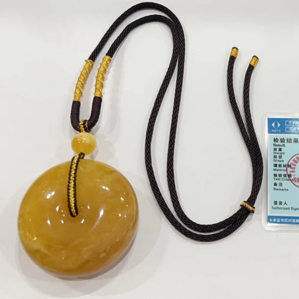 布达拉宫蜜蜡平安扣吊坠