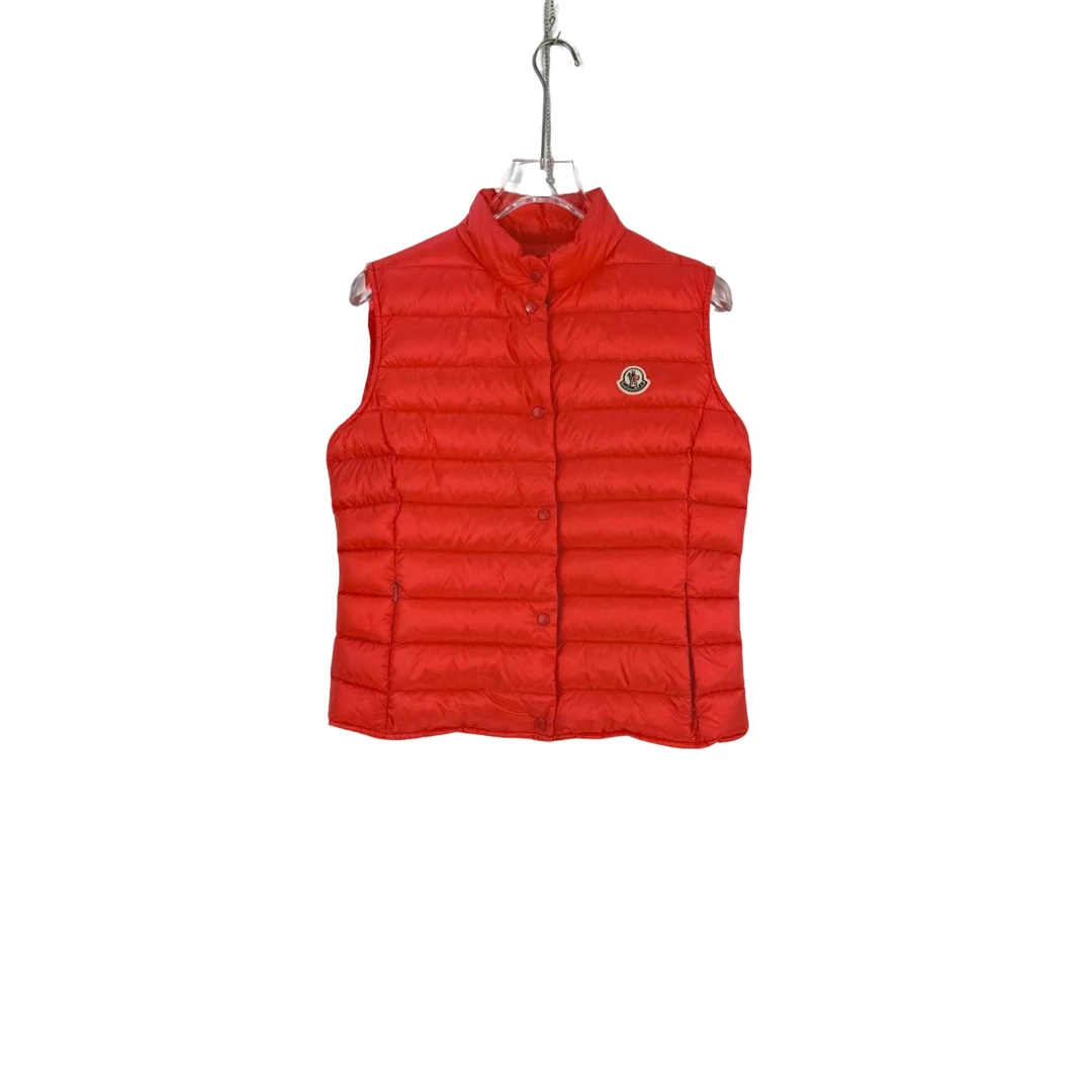 未使用 MONCLER 汤/P255028700/荧光红经典logo羽绒背心 3码
