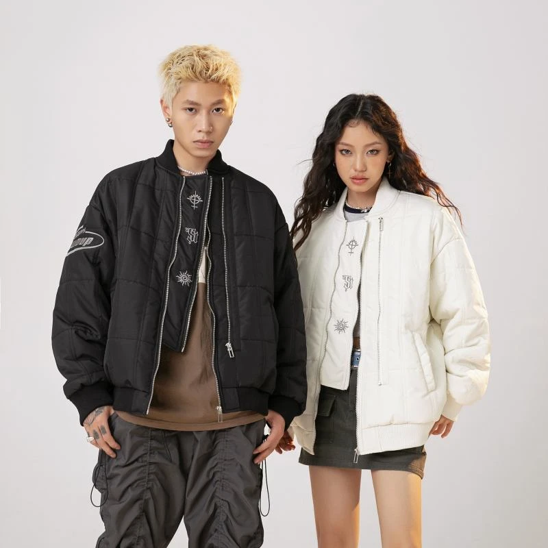 MY423美式复古潮牌加厚情侣棉衣男女学院风刺绣棒球服外套