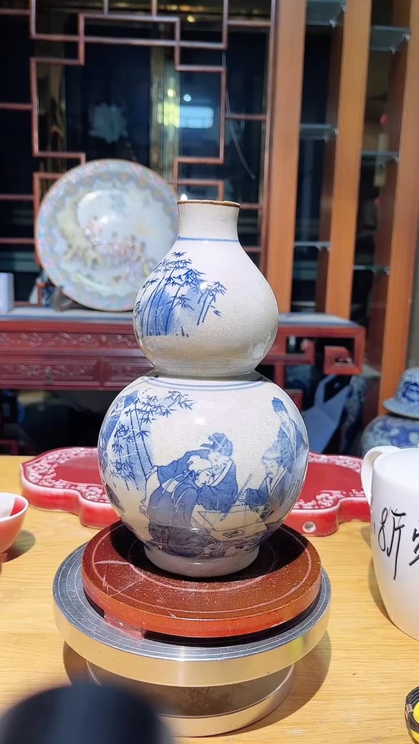 瓷片竹林七贤  葫芦