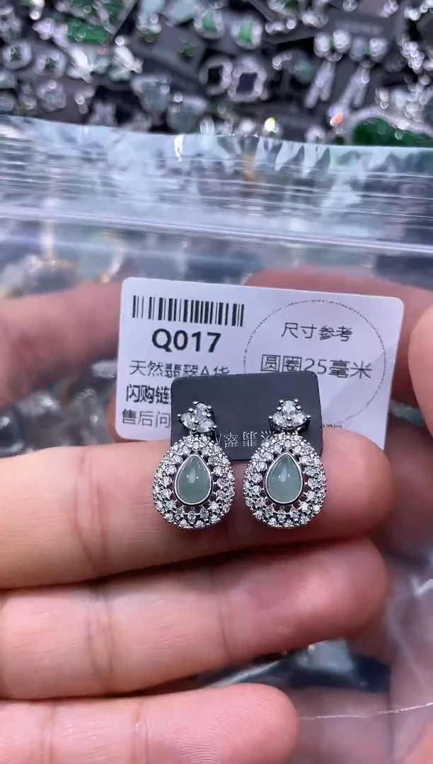 【闪购商品】翡翠颈饰未镶嵌Q017耳钉