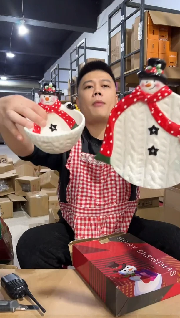 【闪购商品】杯原盒雪人碗加特雷西原盒雪人盘子2件套