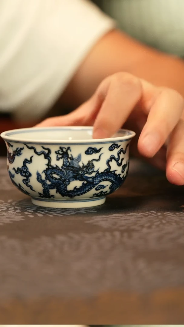仿明青花双龙纹炉式