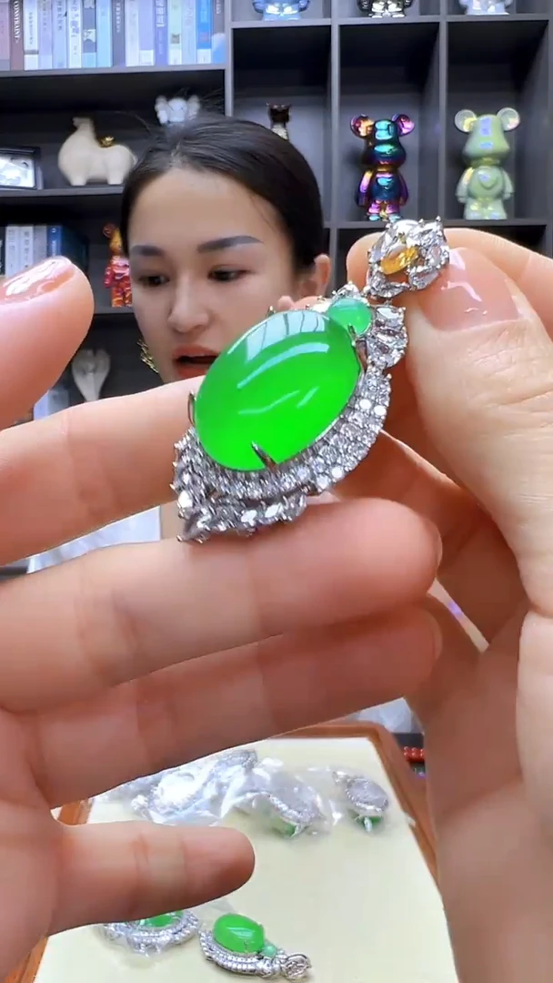 翡翠银S925镶嵌颈饰丹丹diy劲饰