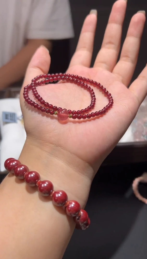未镶嵌手链石榴石石榴石双圈