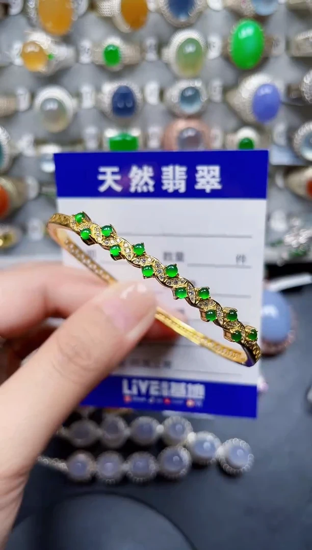 银S925镶嵌手镯翡翠186