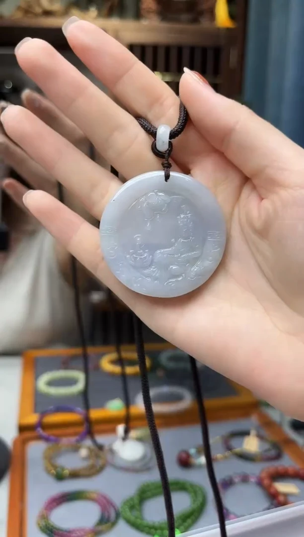颈饰未镶嵌翡翠翡翠佛公圆牌吊坠TF