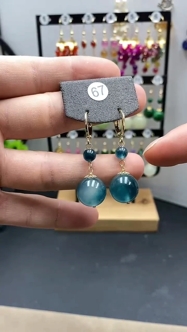 【闪购商品】翡翠耳饰银S925镀金镶嵌尺寸14mm耳扣