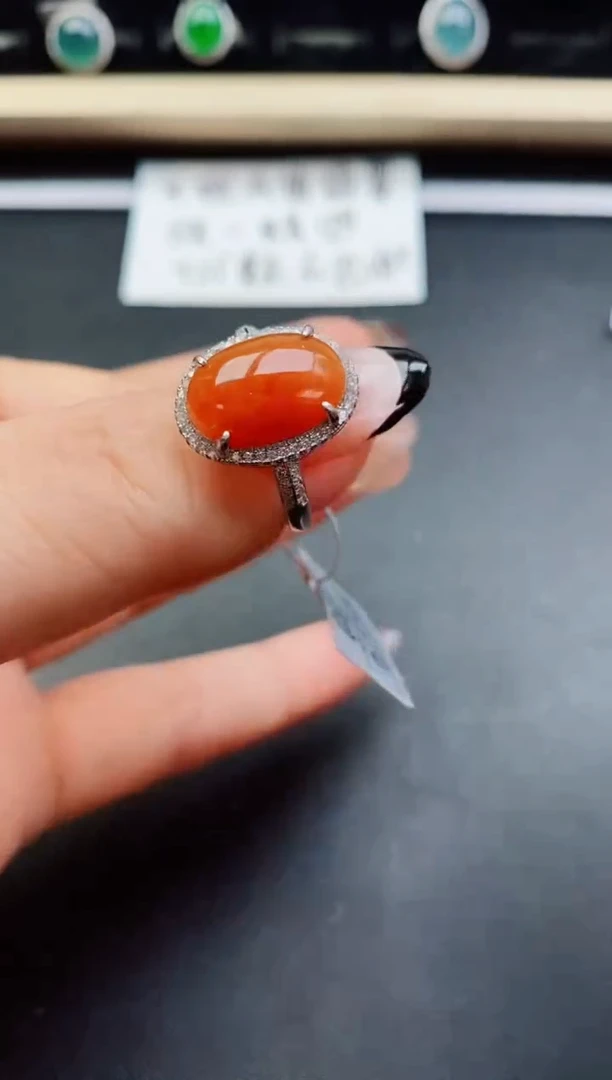 翡翠戒指银S925镶嵌5080