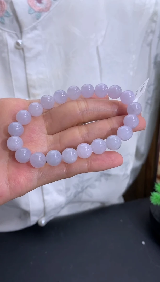 未镶嵌手串翡翠超级淡淡淡淡淡粉紫 卡9.2mm