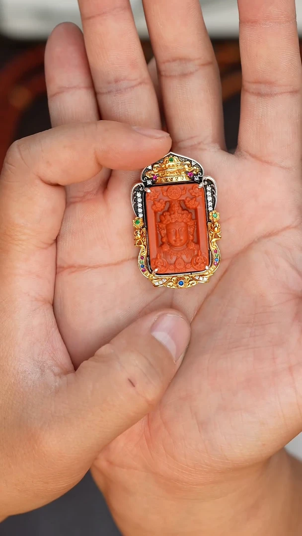 【闪购商品】南红玛瑙吊坠银S925镶嵌南红吊坠