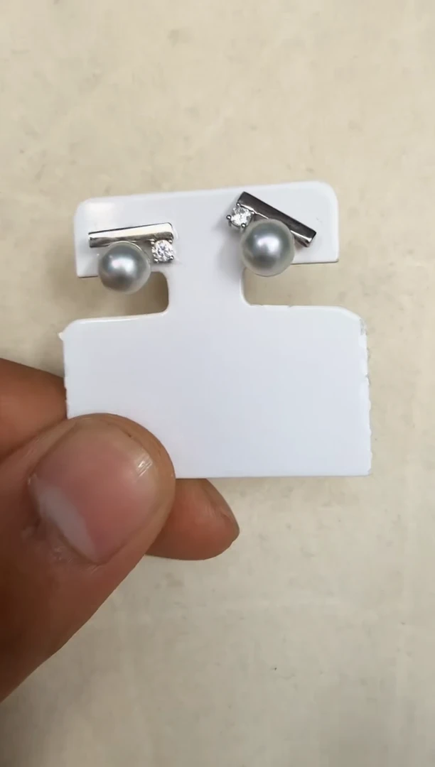 银S925镶嵌耳饰海水珍珠耳钉