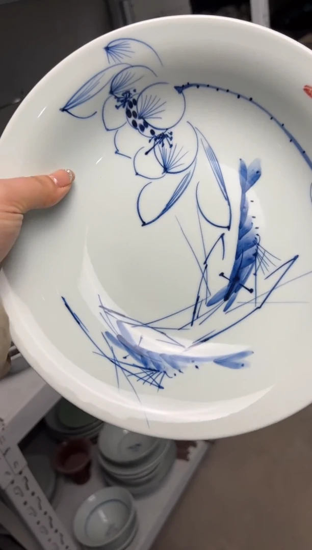 明舟中暇画虾10寸明式古碗（单只装）