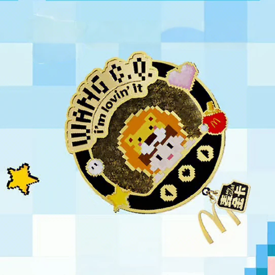 麦当劳联名莎头王楚钦创意金属徽章透卡高颜值可爱卡通送朋友装饰
