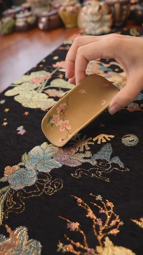 茶壶紫砂段泥桃花茶则