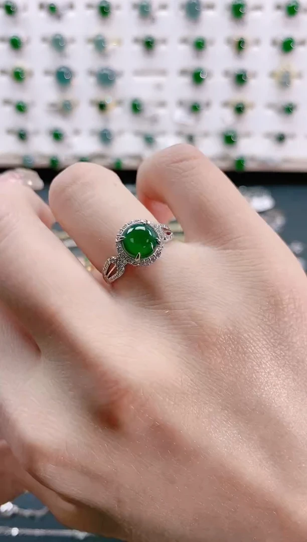 【闪购商品】翡翠戒指银S925镶嵌天然翡翠