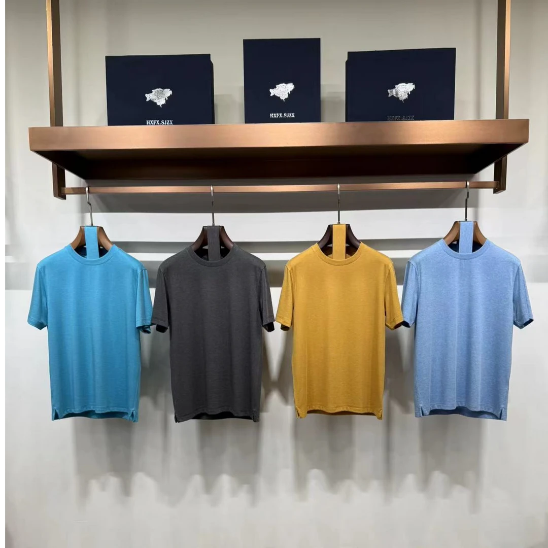 5985款 短款零触感双沙苏匹马棉净版美学短袖T恤圆领百搭舒适透气