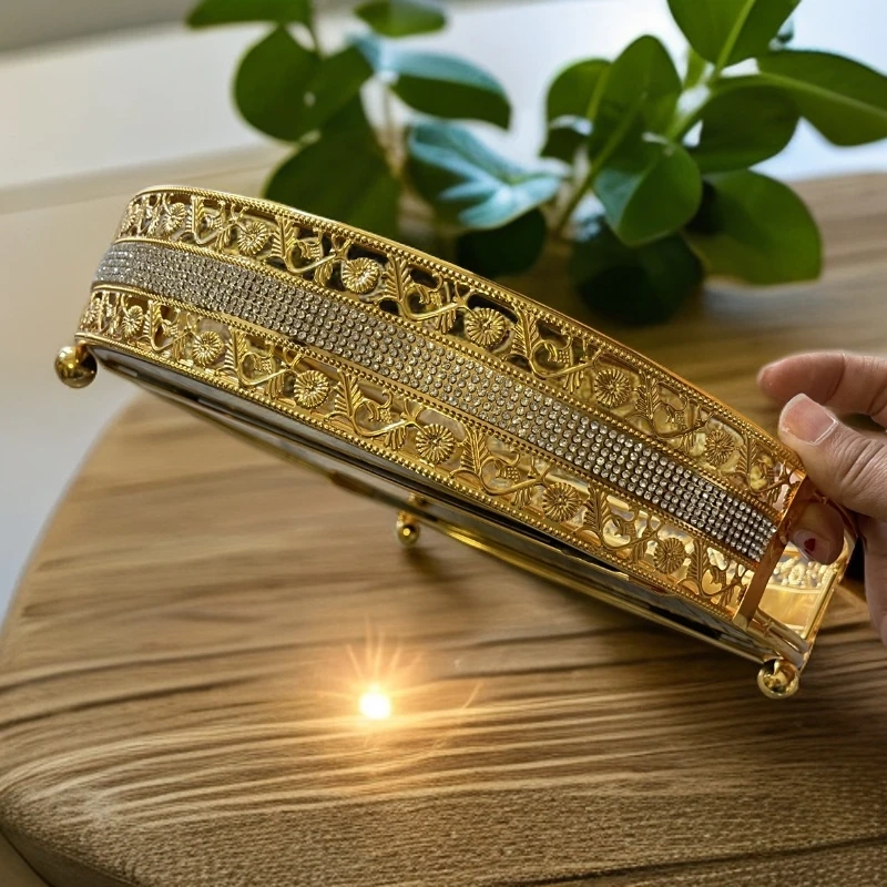 现代轻奢几何金属圆形长方形镜面托盘摆件样板房客厅收纳盆装饰品