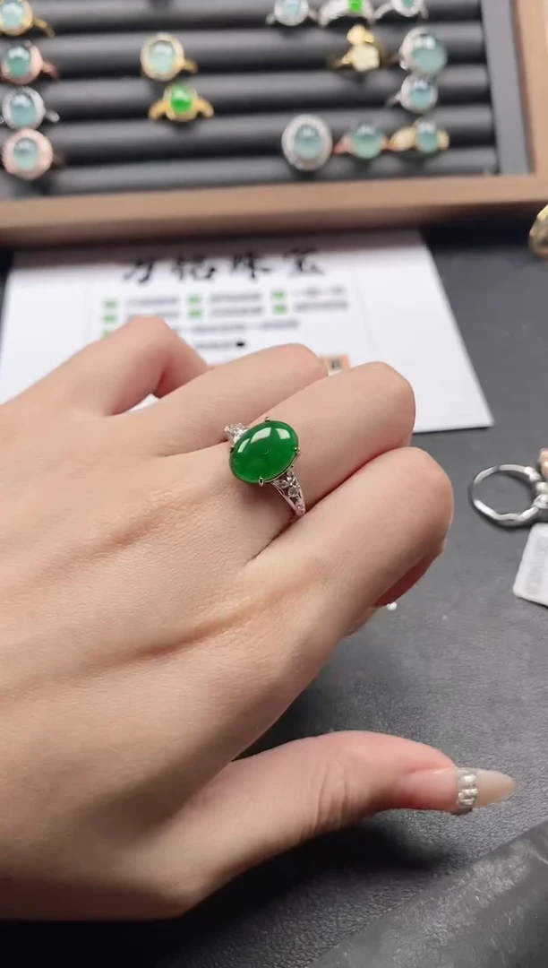 银S925镶嵌戒指翡翠51151