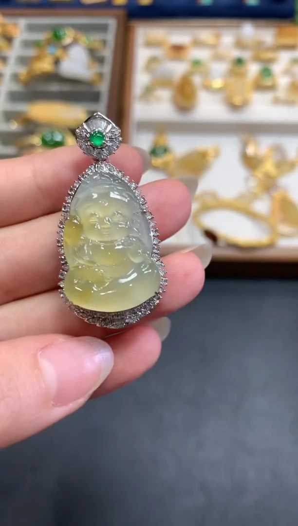 【闪购商品】翡翠吊坠(不含链)18K金镶嵌A605|29800