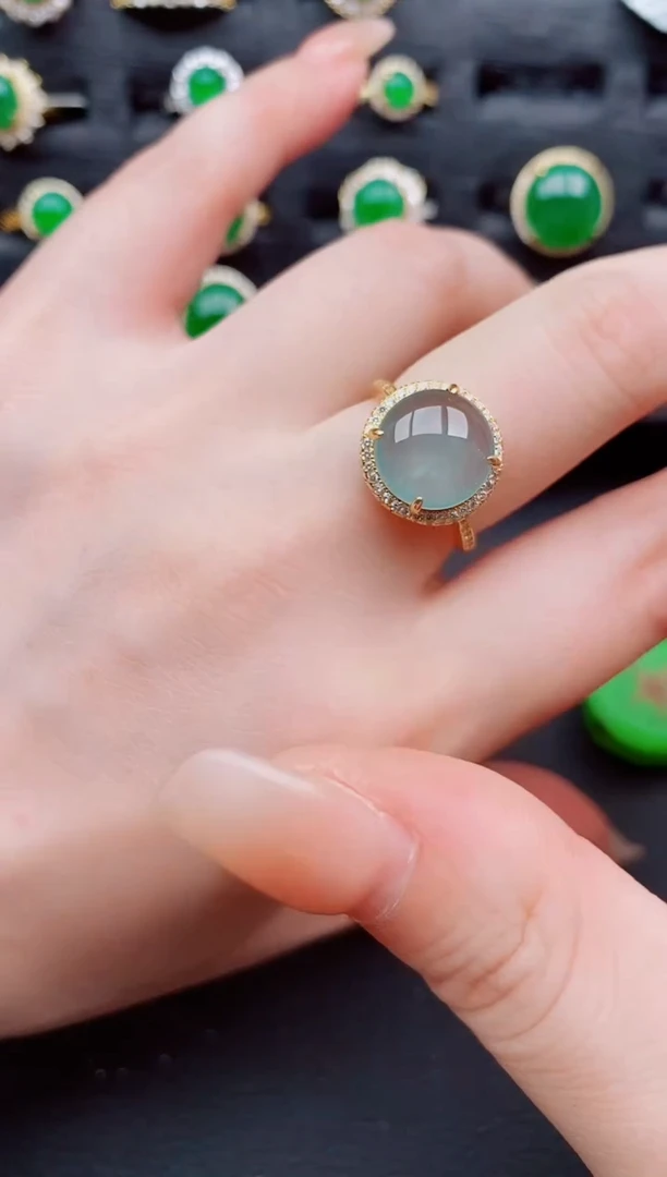 翡翠戒指银S925镶嵌天然a货翡翠188