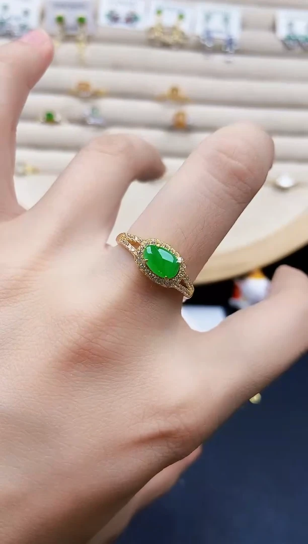 翡翠戒指银S925镶嵌1584